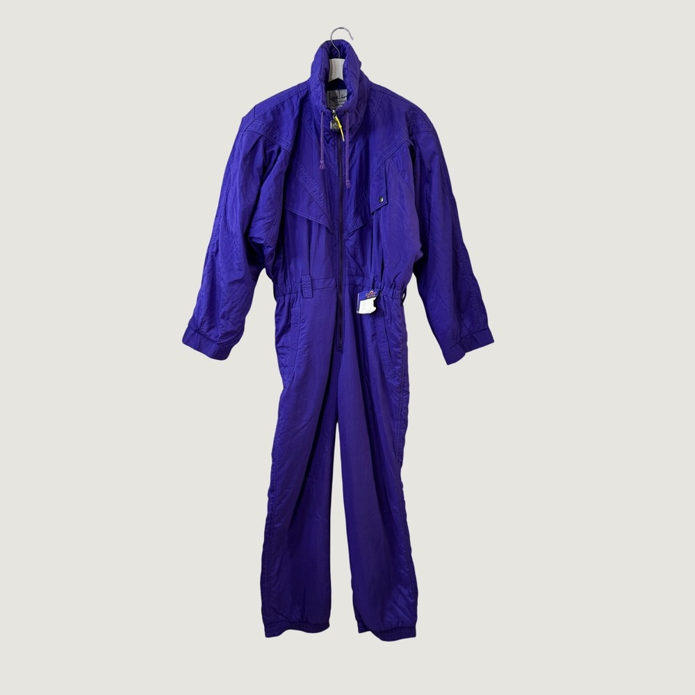 Kaelin Vtg Ski Suit Royal Purple One Piece 80s 90s Retro Gorpcore Apres S *Flaw